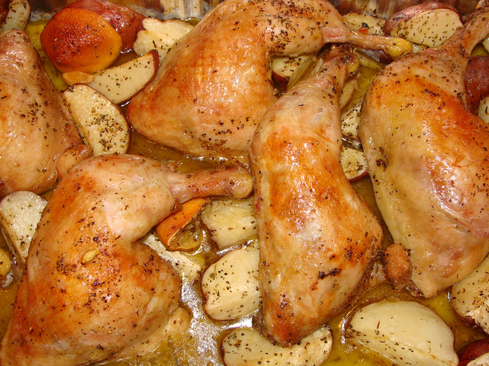 Greel roasted chicken and potatoes recipe